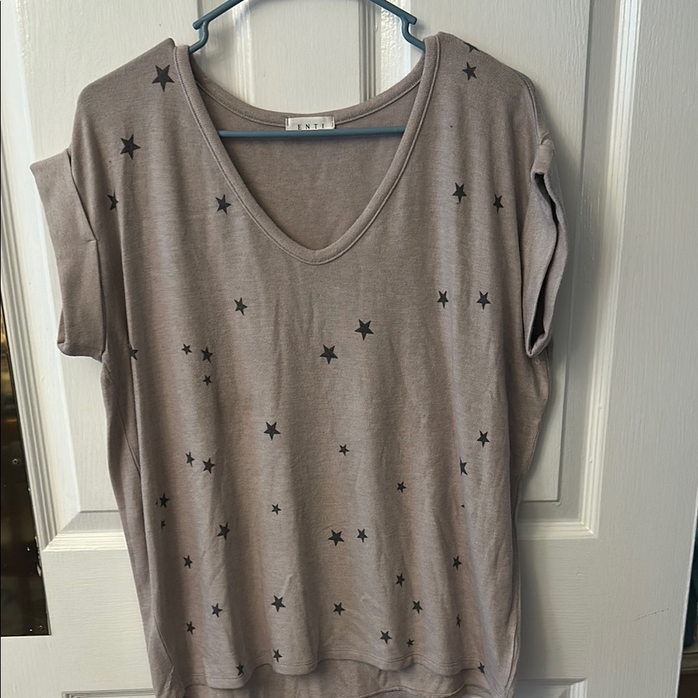 Tan Boxy Embellished Short Sleeve Tee